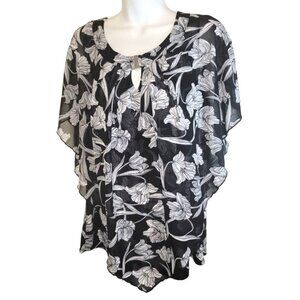 Notations Woman Black White Blouse Shirt Top Size 1X